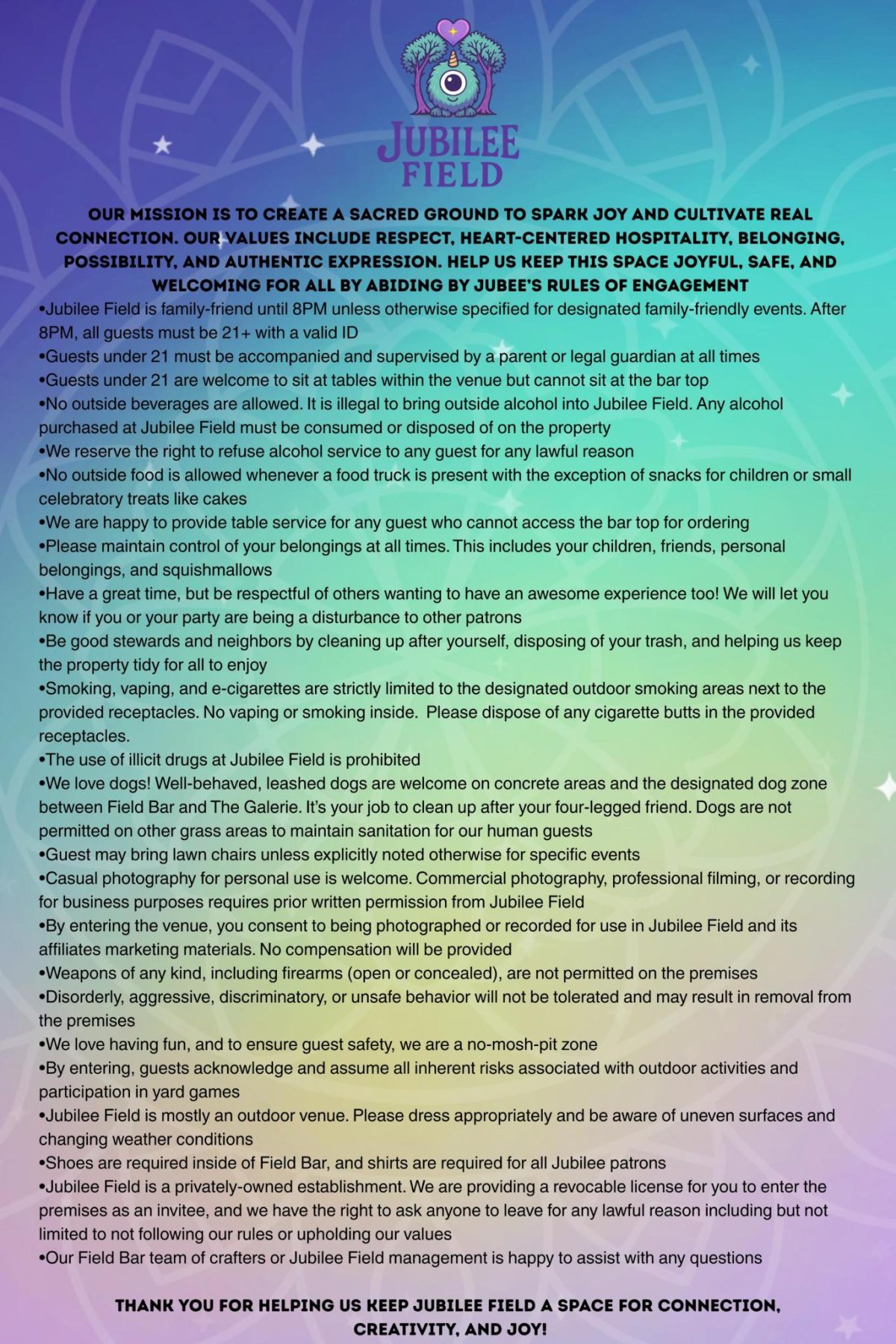 Jubee's Rules of Engagement